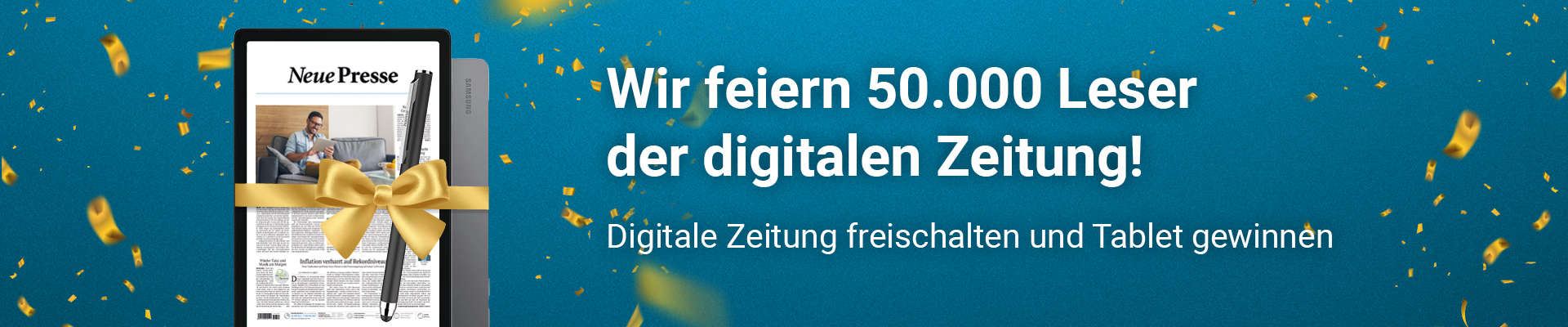 Wir feiern 50.000 Leser der digitalen Zeitung – Gewinnspiel: Tablet freischalten!