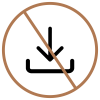 Downloads disabled sign: circle with a downward arrow into a tray crossed out
